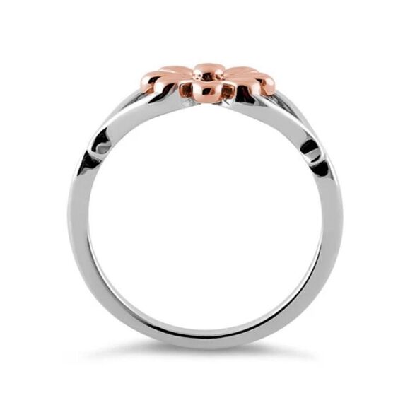 Sterling Silver Rose Gold Two Tone Daisy Flower Ring New - Picture 3 of 4